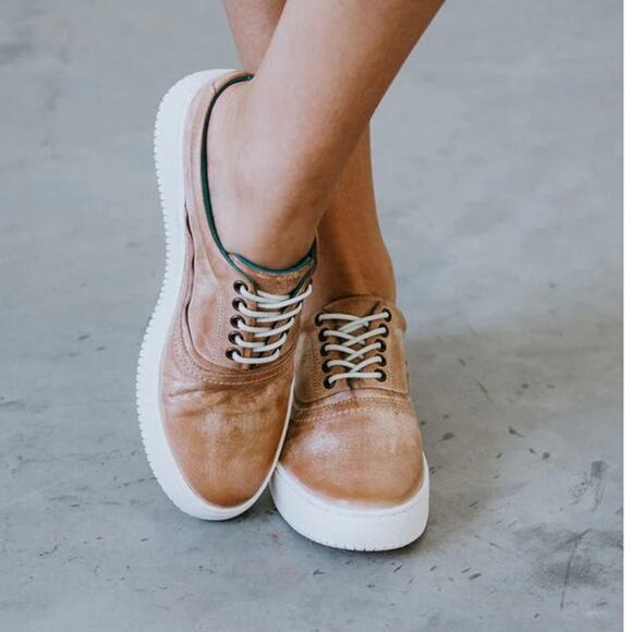 NEW ROAN Bed Stu Zania Sneaker Slip On Distressed Leather Tan Womens 7.5 - Picture 3 of 12